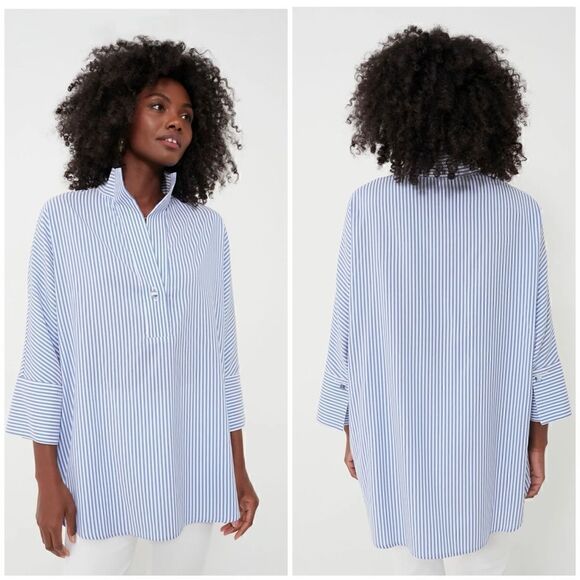 Tuckernuck Blue/White Stripe Willow Blouse Size Small - Picture 1 of 12